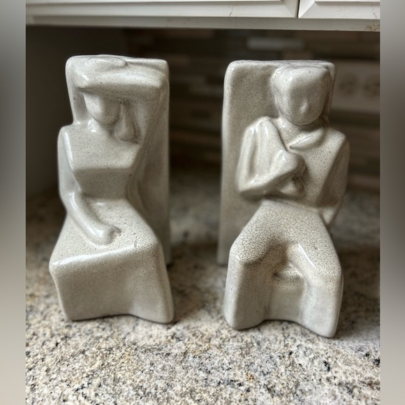 Vintage Other - Vintage 1970s MCM Set Calcite Carved Horse Head Bookends Trojan Marble Stone